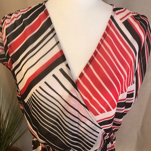 Chaps Patriotic Scarf Style Blouse w/Peplum Sz XL - Picture 2 of 7